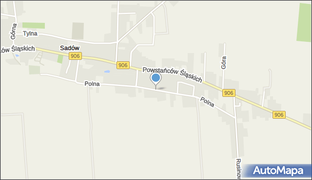 Sadów, Polna, mapa Sadów