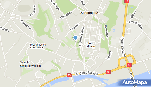 Sandomierz, Podwale Dolne, mapa Sandomierza