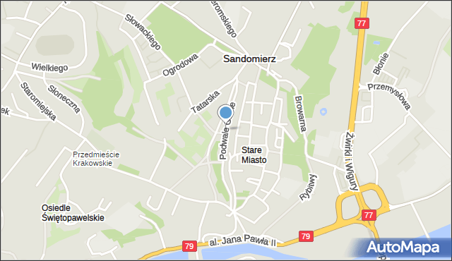 Sandomierz, Podwale Górne, mapa Sandomierza