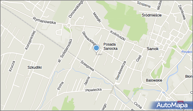 Sanok, Południowa, mapa Sanok