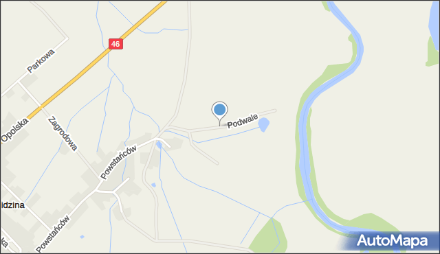 Sidzina gmina Skoroszyce, Podwale, mapa Sidzina gmina Skoroszyce