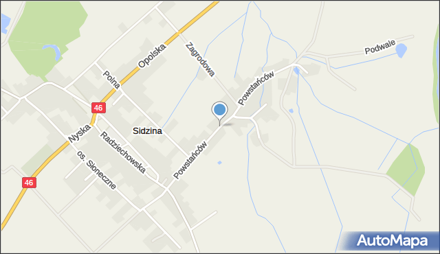 Sidzina gmina Skoroszyce, Powstańców, mapa Sidzina gmina Skoroszyce