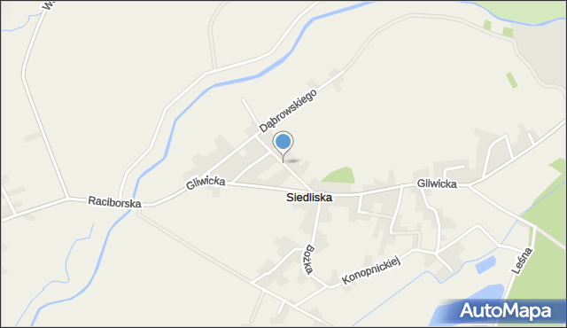 Siedliska gmina Kuźnia Raciborska, Powstańców, mapa Siedliska gmina Kuźnia Raciborska