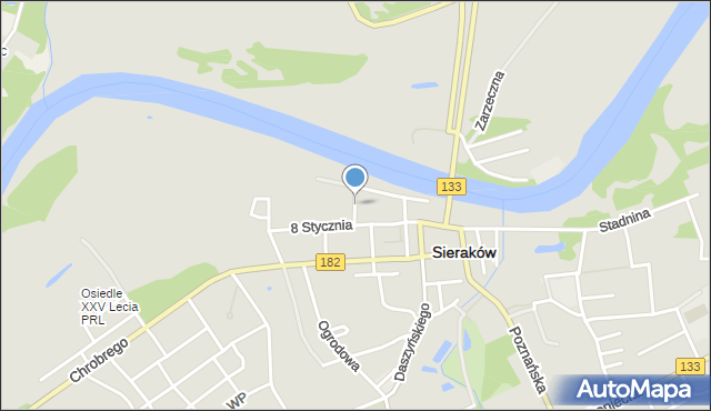 Sieraków powiat międzychodzki, Portowa, mapa Sieraków powiat międzychodzki