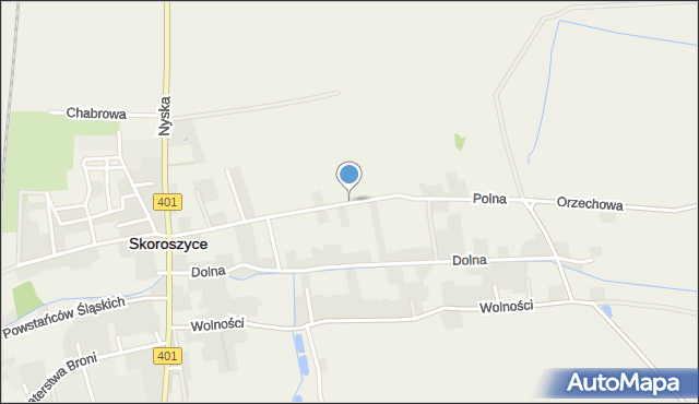 Skoroszyce, Polna, mapa Skoroszyce
