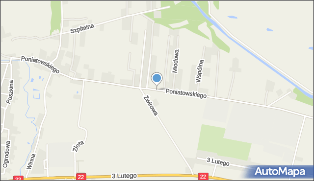 Słońsk, Poniatowskiego, mapa Słońsk