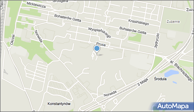 Sosnowiec, Pola Wincentego, mapa Sosnowca