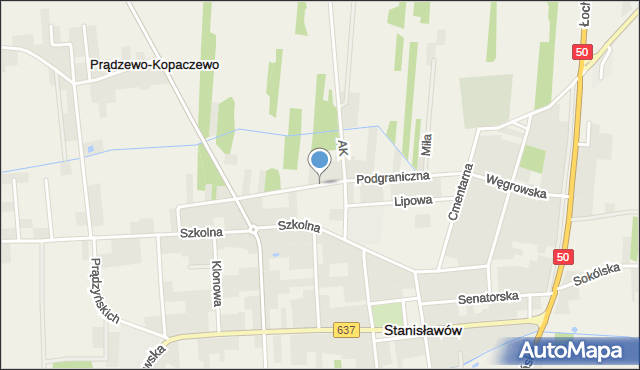 Stanisławów powiat miński, Podgraniczna, mapa Stanisławów powiat miński