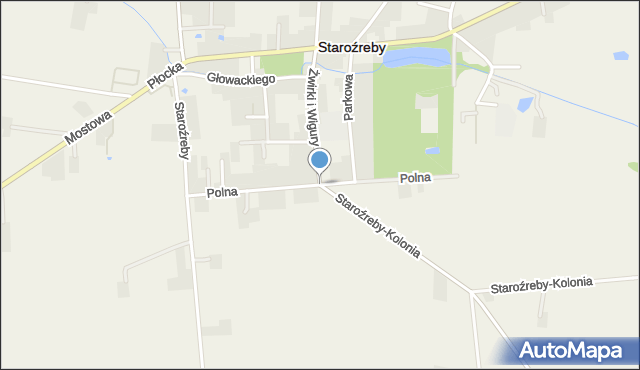 Staroźreby, Polna, mapa Staroźreby