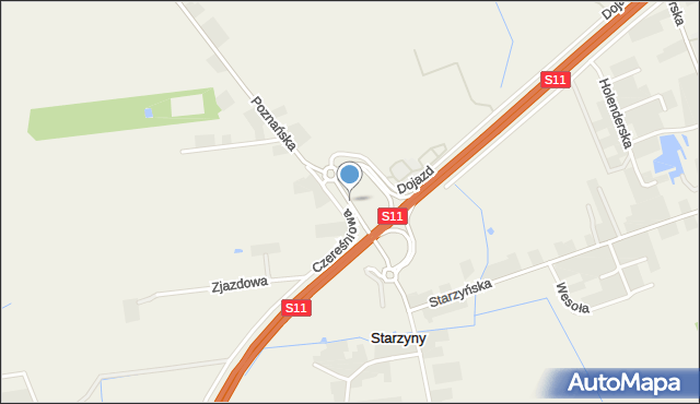 Starzyny gmina Rokietnica, Poznańska, mapa Starzyny gmina Rokietnica