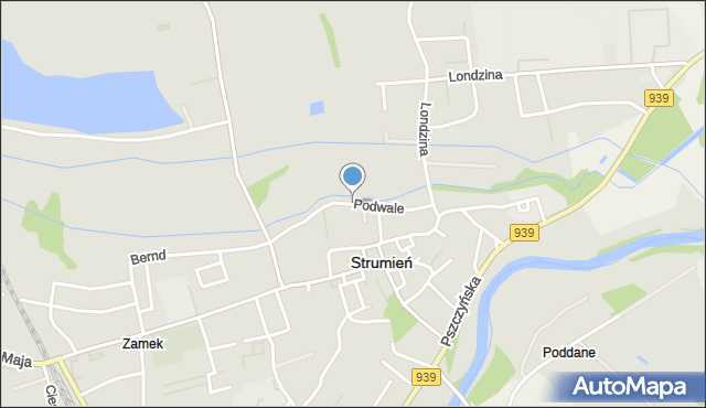 Strumień powiat cieszyński, Podwale, mapa Strumień powiat cieszyński