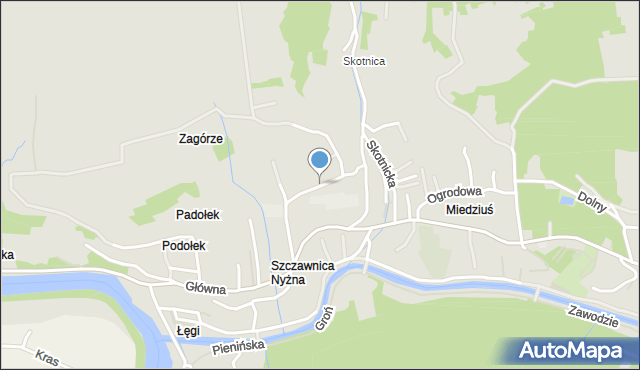 Szczawnica, Pod Sadami, mapa Szczawnica
