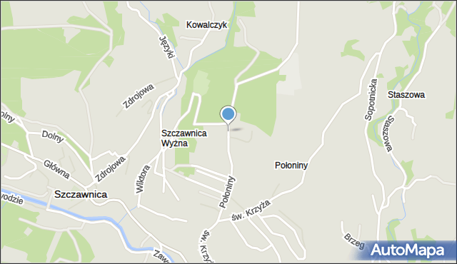 Szczawnica, Połoniny, mapa Szczawnica