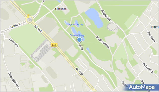 Szczecin, Pola Wincentego, mapa Szczecina