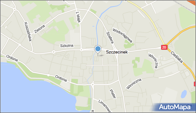 Szczecinek, Podgórna, mapa Szczecinek