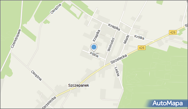 Szczepanek gmina Strzelce Opolskie, Polna, mapa Szczepanek gmina Strzelce Opolskie