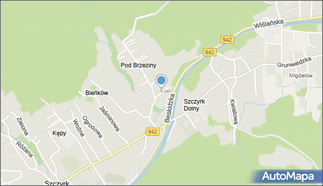 Szczyrk, Pod Brzeziną, mapa Szczyrk