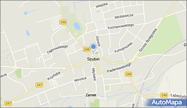 Szubin, Podgórna, mapa Szubin