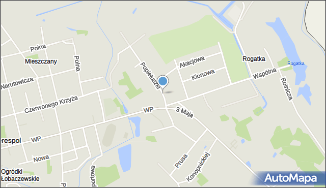 Terespol powiat bialski, Popiełuszki Jerzego, bł. ks., mapa Terespol powiat bialski