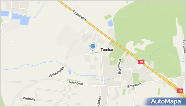 Tomice gmina Góra Kalwaria, Polna, mapa Tomice gmina Góra Kalwaria