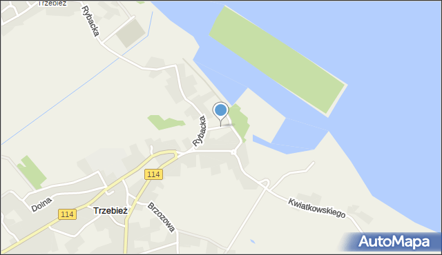 Trzebież, Portowa, mapa Trzebież