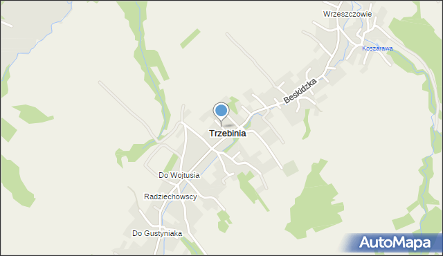 Trzebinia gmina Świnna, Pod Kasztanami, mapa Trzebinia gmina Świnna