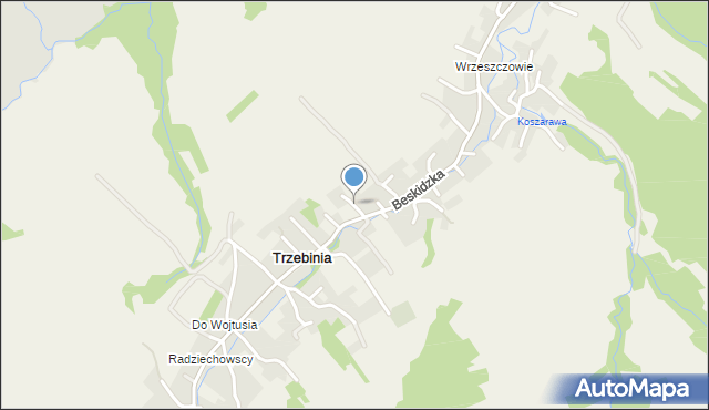 Trzebinia gmina Świnna, Pod Szkołą, mapa Trzebinia gmina Świnna