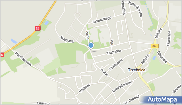 Trzebnica, Polna, mapa Trzebnica