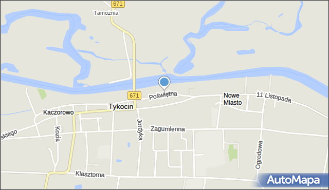 Tykocin, Poświętna, mapa Tykocin