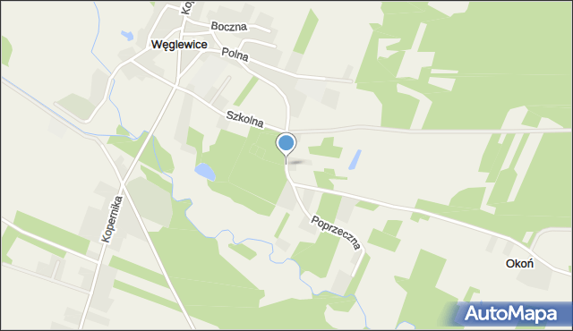 Węglewice gmina Galewice, Poprzeczna, mapa Węglewice gmina Galewice