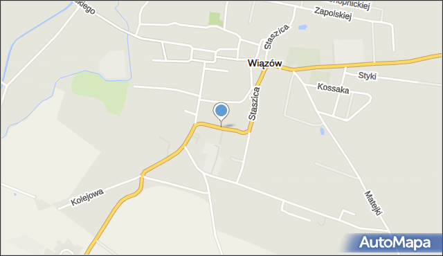 Wiązów, Pocztowa, mapa Wiązów