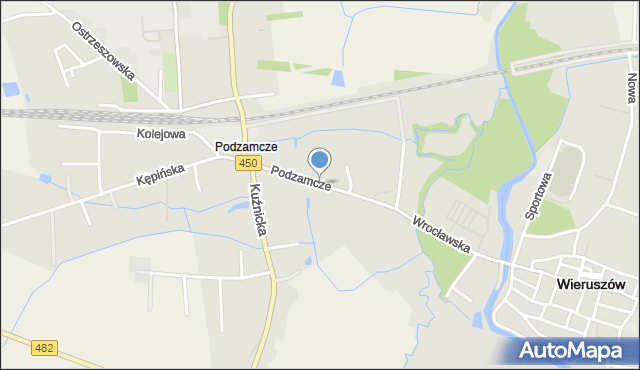 Wieruszów, Podzamcze, mapa Wieruszów