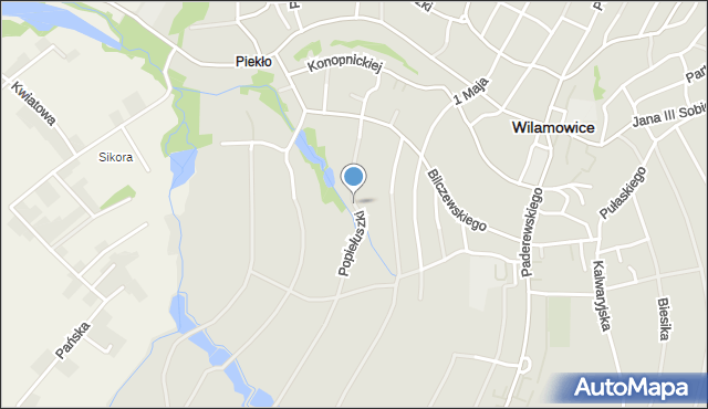 Wilamowice powiat bielski, Popiełuszki Jerzego, bł. ks., mapa Wilamowice powiat bielski