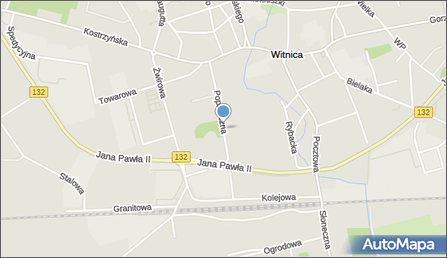 Witnica powiat gorzowski, Poprzeczna, mapa Witnica powiat gorzowski