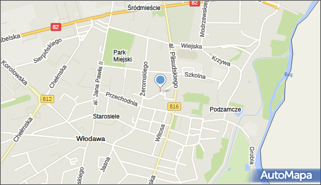 Włodawa, Pocztowa, mapa Włodawa