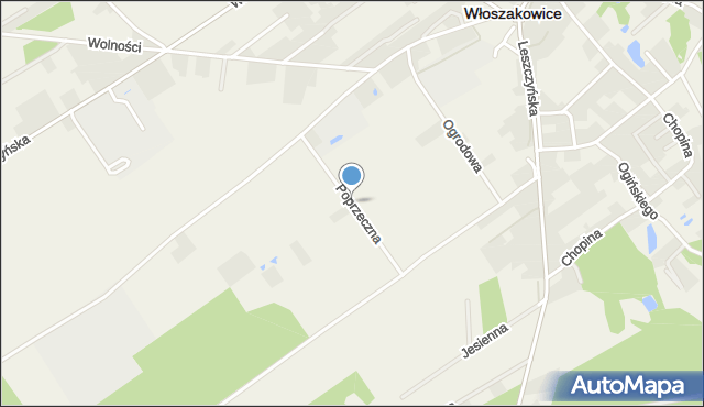 Włoszakowice, Poprzeczna, mapa Włoszakowice