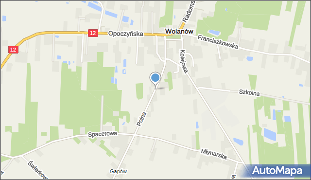 Wolanów powiat radomski, Polna, mapa Wolanów powiat radomski