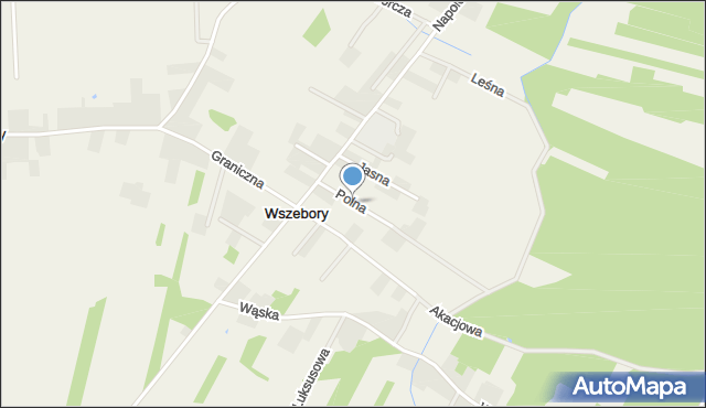 Wszebory gmina Dąbrówka, Polna, mapa Wszebory gmina Dąbrówka