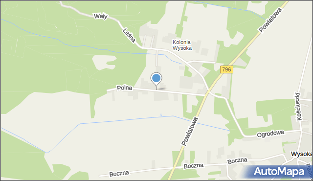 Wysoka gmina Łazy, Polna, mapa Wysoka gmina Łazy