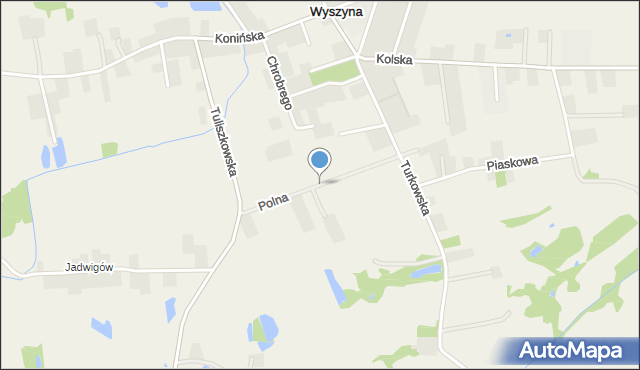 Wyszyna gmina Władysławów, Polna, mapa Wyszyna gmina Władysławów