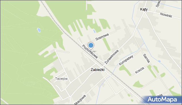 Zabieżki, Poziomkowa, mapa Zabieżki