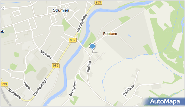 Zabłocie gmina Strumień, Poddane, mapa Zabłocie gmina Strumień