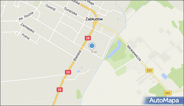 Zabłudów, Podrzeczna, mapa Zabłudów