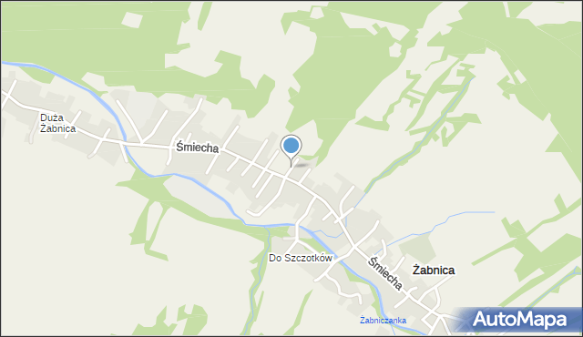 Żabnica gmina Węgierska Górka, Pocztowa, mapa Żabnica gmina Węgierska Górka