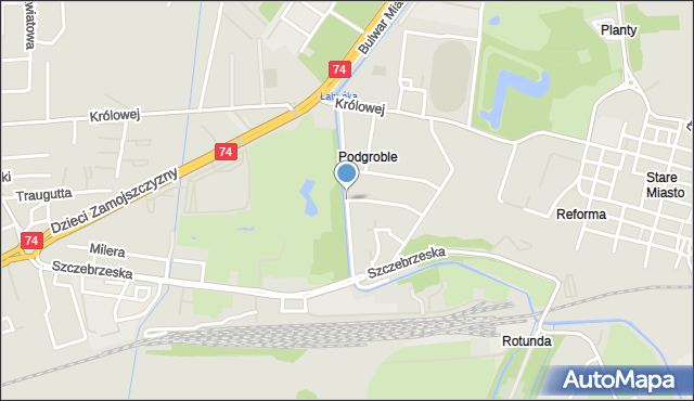 Zamość, Podleśna, mapa Zamościa