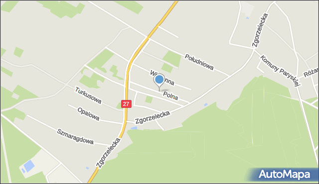 Żary, Polna, mapa Żary