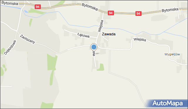 Zawada gmina Zbrosławice, Polna, mapa Zawada gmina Zbrosławice