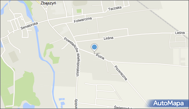 Zbąszyń, Polna, mapa Zbąszyń