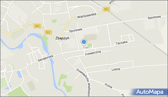 Zbąszyń, Poprzeczna, mapa Zbąszyń