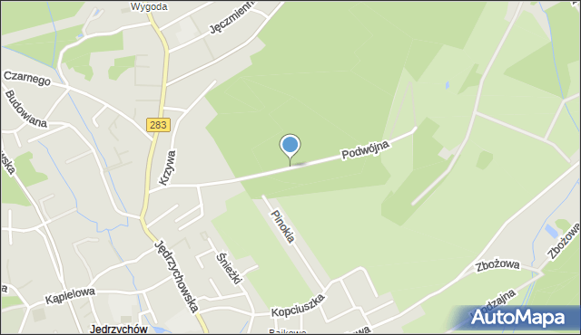 Zielona Góra, Podwójna, mapa Zielona Góra